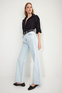 Ac?k Mavi Yuksek Bel Wide Leg Jeans TWOSS25JE00092 - Trendyolmilla фото 2