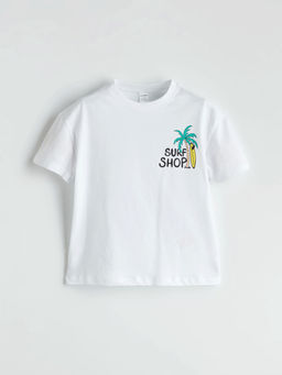 Bisiklet Yaka Bask?l? Erkek ?ocuk Ti??rt