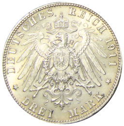 3 марки 1911 года D Германия (Бавария) 90 лет со дня рождения Луитпольда Баварского