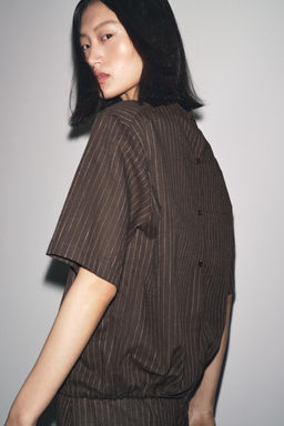 ZW COLLECTION STRIPED LINEN BLEND TOP - Zara фото 3