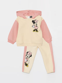 Minnie Mouse Bask?l? K?z Bebek Hoodie ve E?ofman Alt? 2li Tak?m