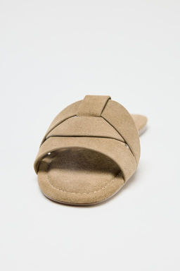 CROSSOVER SPLIT SUEDE FLAT SANDALS - Zara фото 5