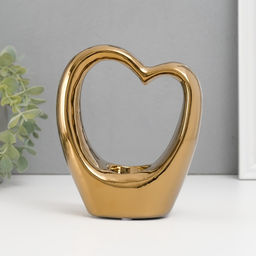 Подсвечник на 1 свечу Сердце, d=4 см, золото, 14.5?6?17 см