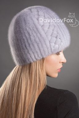 Шапка Сноп норка орнамент сапфир