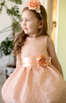 Платье для девочки Милана М-257 персик жаккард