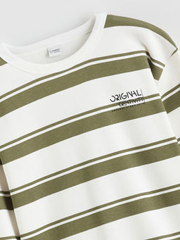 Bisiklet Yaka ?izgili Erkek ?ocuk Sweatshirt