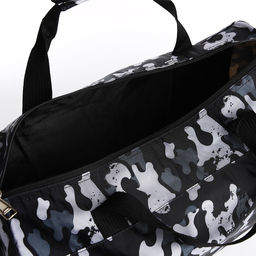 Сумка дорожная на молнии, наружный карман, длинный ремень, цвет серый/чёрный - Simaland фото 4