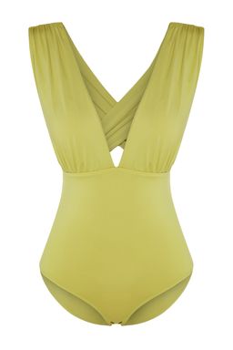 Yag Yesili Derin Dekolteli Drapeli Normal Paca Mayo TBESS23MA00277 - Trendyolmilla фото 6