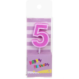 Свеча для торта Цифра Яркий праздник "5" 7,5 см