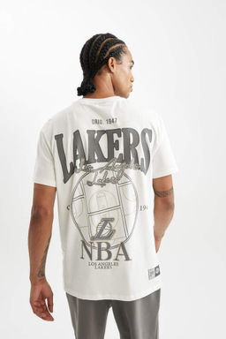 DeFactoFit Футболка стандартного кроя с короткими рукавами и круглым вырезом НБА Лос-Анджелес Лейкерс