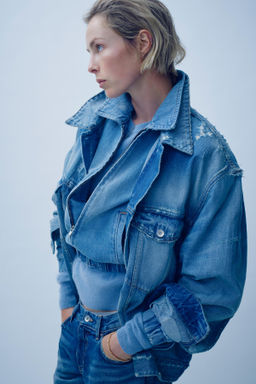 TRF DENIM BOMBER JACKET - Zara фото 3