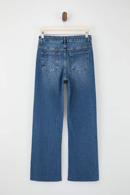 Gri Yuksek Bel Az Esnek Wide Leg Uzun Boy Jeans TWOSS26JE00119 - Trendyolmilla фото 4