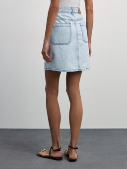 Джинсовая юбка мини с накладными карманами / Zarina фото 4