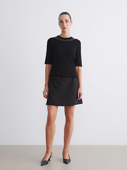 Bisiklet Yaka Ta?l? Kad?n Triko Kazak