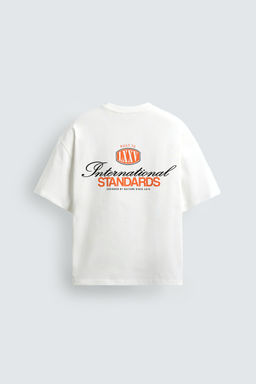 CAMISETA TEXTOS ESTAMPADOS CONTRASTE / Blanco roto - Zara фото 9