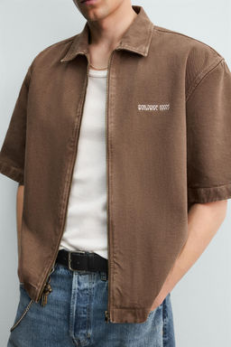 SOBRECAMISA RELAXED FIT CREMALLERA / Marr?n - Zara фото 7
