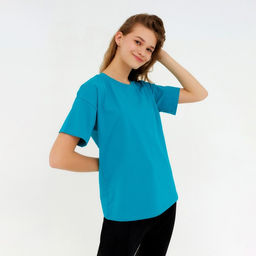 Футболка женская MINAKU: Basic line, аквамарин, размер 46