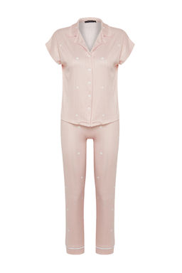 Trendyolmilla Pembe 5li Kusakl? Kurdele/Fiyonklu Fitilli Sortlu Orme Sabahl?kl? Pijama Tak?m? THMSS24PT00380  фото 9