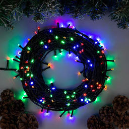 Гирлянда Нить 20 м, IP20, тёмная нить, 200 LED, свечение мульти, 8 режимов, 220 В