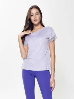 CONTE Топ с эффектом замши и деликатным кружевом LD 917 lavender frost