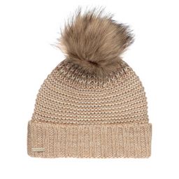Шапка SEEBERGER арт. 18242-1 POMPOM BEANIE (белый / песочный)