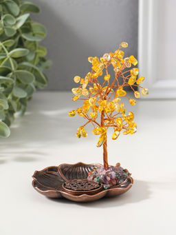 Подставка под благовония «Дерево на цветке», жёлтый, 72 камня, 9×9×13.5 см
