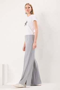 TRENDYOLMILLA Gri Nervur Detayl? Wideleg/Genis Kesim Pantolon TWOSS25PL00073 фото 3