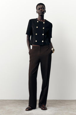 CONTRAST STITCH SHORT SLEEVE BLAZER