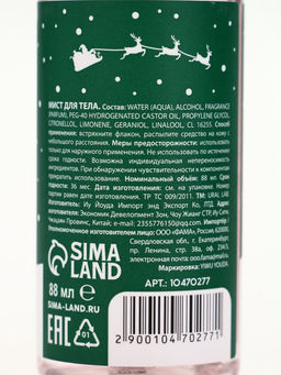 Подарочный набор новогодний Снеговичок, гель для душа 100 мл и мист для тела, URAL LAB