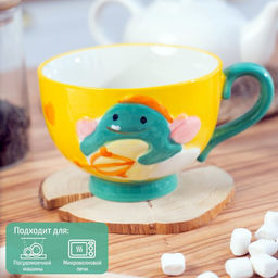 Кружка Купидон Дино, 400 мл, керамика, цвет жёлтый - Simaland фото 5