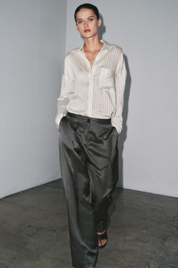 SATIN LINEN BLEND TROUSERS ZW COLLECTION - Zara фото 4