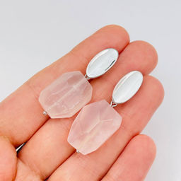 Серьги крупные из Розового кварца