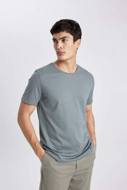 Regular Fit Bisiklet Yaka K?sa Kollu Basic Duz Tisort - Defacto фото 5