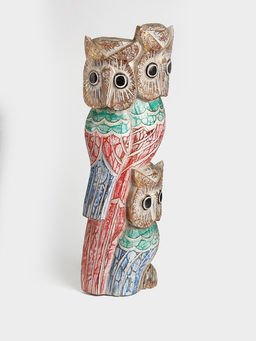 Сувенир интерьерный «Совы на ветке», 20×8×60 см, дерево, цв. разноцветный