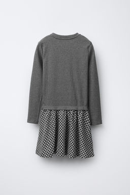 RIBBED COMBINATION DRESS WITH CHECK SKIRT - Zara фото 2