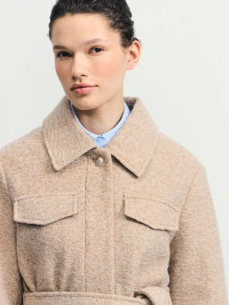 Куртка-рубашка из ткани с ворсом на поясе / Zarina  фото 8