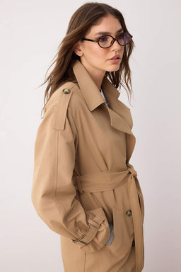 Vizon Kruvaze Oversize Uzun Trenckot TWOAW26TR00010 - Trendyolmilla фото 9