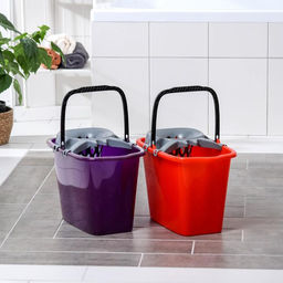 Ведро прямоугольное МОП, 15 л, со сливом и отжимом, МИКС