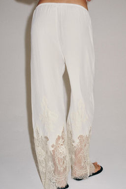 PANTAL?N PIJAMERO ENCAJE ZW COLLECTION / Blanco roto - Zara фото 3
