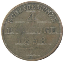 Монета 4 пфеннинга 1858 года A Германские государства  Шаумбург-Липпе