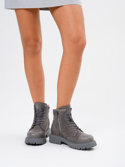 Ботинки 319.taskanagr.Серый замок замша+игуана/байка