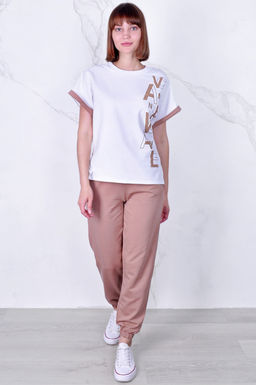 Арт. 2357 Костюм с брюками женский 44-52 (5 шт) Цвет:верх- кэмел, низ- кэмел - Калинка фото 30