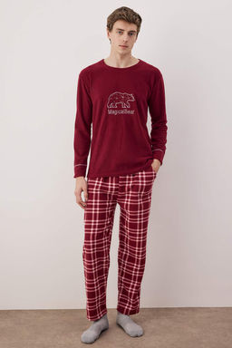 Bordo Polar Ekose Orme Pijama Tak?m? TEDAW25PT00035 - Trendyolmilla фото 5