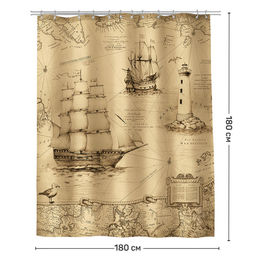 VAL EXP-H-1818 Штора для ванной комнаты, полиэстер, 180*180 см, EXPEDITION HISTORY, шт