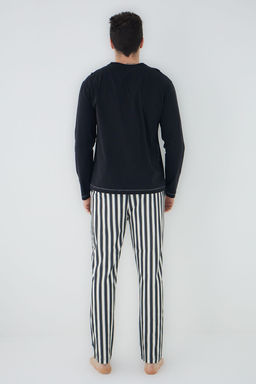 TRENDYOL MAN Siyah Regular Fit Cizgili Orme Pijama Tak?m? TMNAW25PT00068 - Trendyolmilla фото 4
