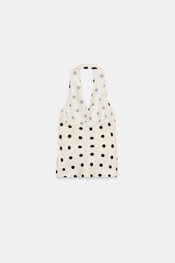 TOP SATINADO HALTER LUNARES / Blanco / Negro - Zara фото 6