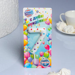 Свеча в торт на день рождения Конфетти, цифра 7 , ГИГАНТ, 9 см - Страна карнавалия фото 2