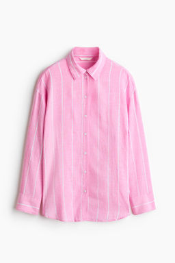 Camisa oversize en mezcla de lino - H&m фото 2