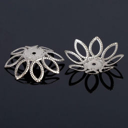 Цена за 2 шт. Шапочки для бусин (набор 10 шт.) СМ-075, 2×24 мм, цвет серебро