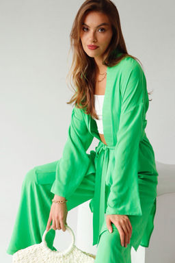 9389 Костюм из кимоно и брюк-палаццо салатовый - Martichelli фото 17